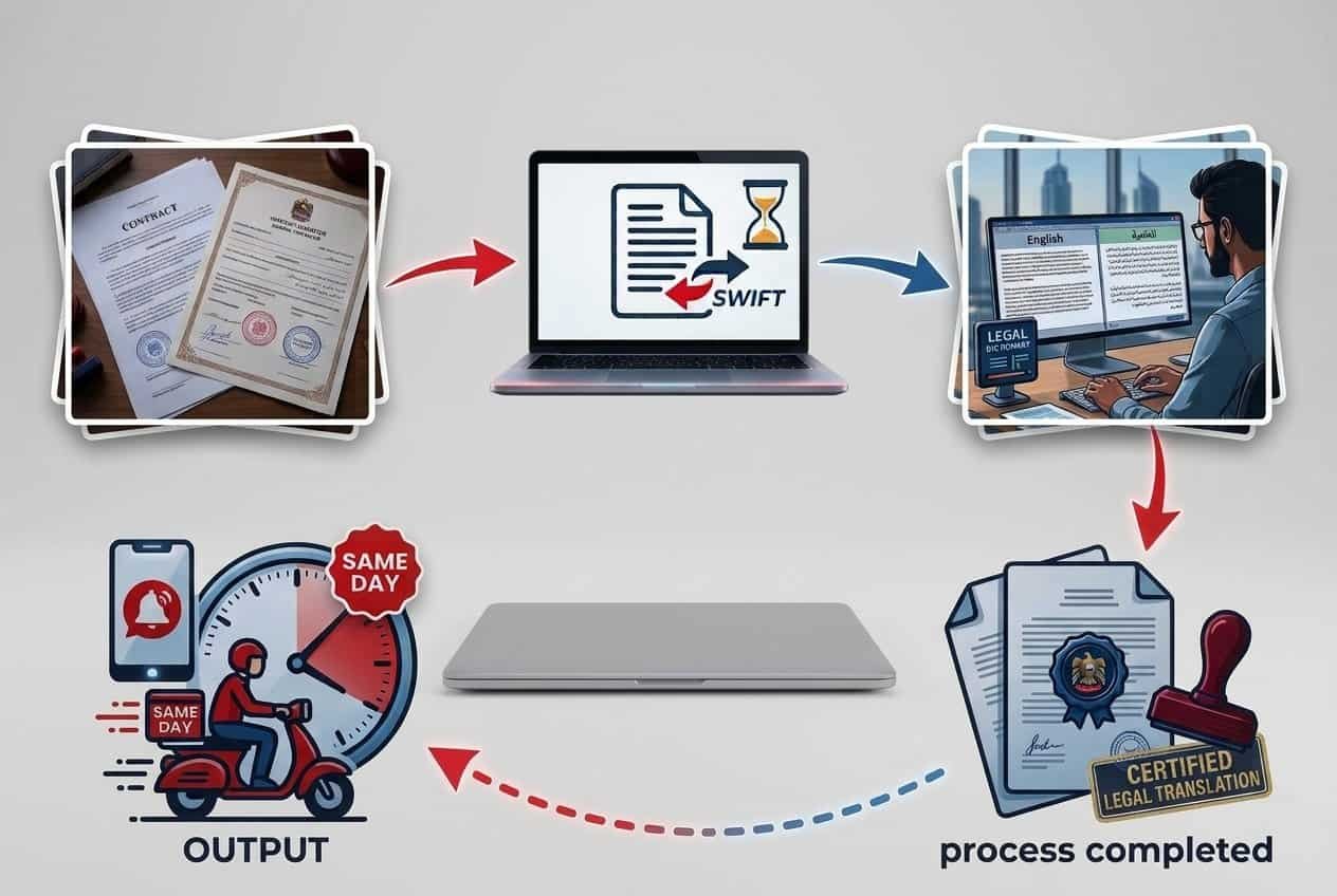 Same day legal translation process in Dubai